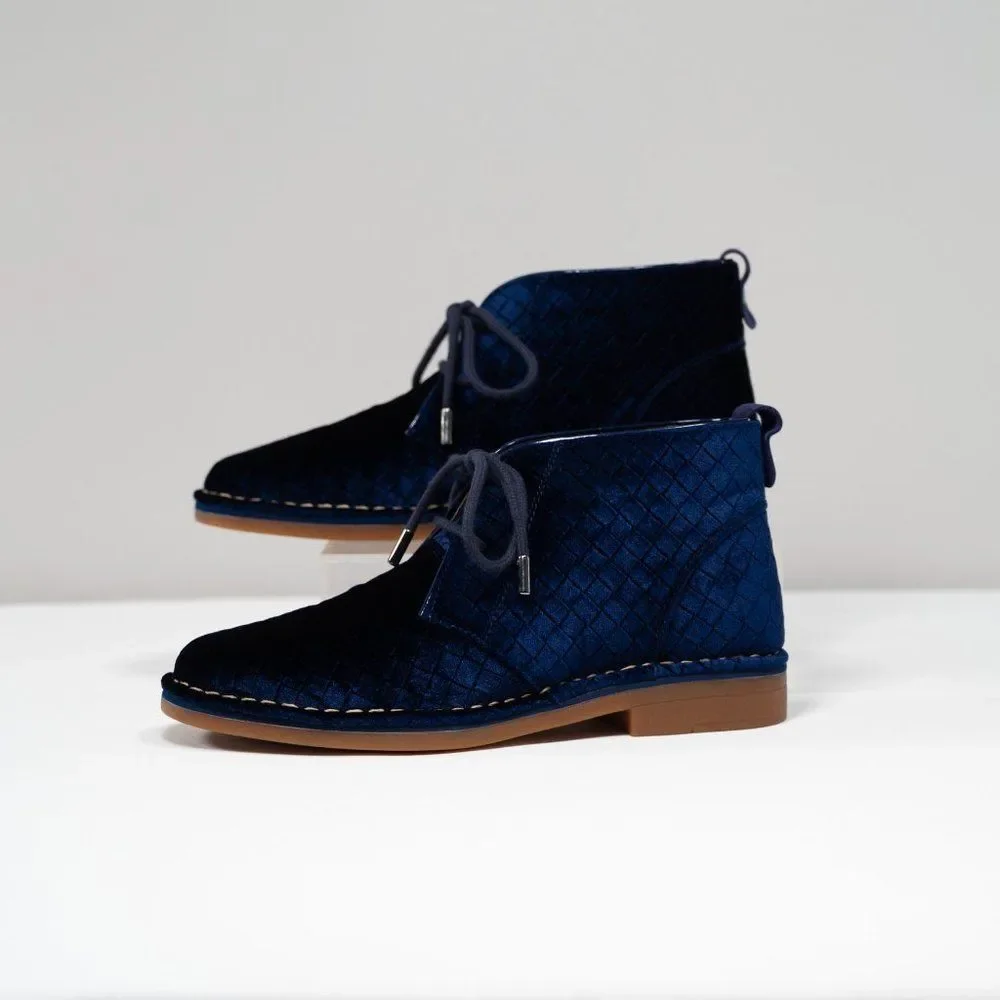 Hush Puppies Cyra Catelyn Navy Velvet Ankle Booties Womens Size 7